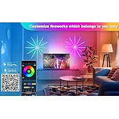 baratos Fitas de Luz Inteligentes-Luzes LED de Fogos de Artifício Inteligentes USB Decorativas para Quarto Luzes LED que Mudam de Cor com Efeito de Explosão Controle Remoto do App da Tira RGB para Halloween