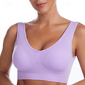 cheap Sports Bras &amp; Vests-Women&#039;s Yoga Bra Pilates Bra Sports Bra Bra Top Push Up Seamless Anti-vibration Wireless Solid / Plain Color Sport Activewear Deep Purple Watermelon Red Gym Zumba Running