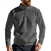 economico felpe in pile-Per uomo Felpa con cappuccio e zip Maglia Felpa con zip Felpa con cappuccio in pile Nero Verde militare Blu Cachi Grigio Colletto Mao Semplice Con zip Sport &amp; Outdoor Casuale Quotidiano Streetwear