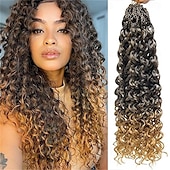 baratos Cabelo de crochê-Pacotes de 8 pacotes de cabelo de crochê com ondas oceânicas, cabelo de crochê pré-enrolado, extensão de cabelo longo e profundo, trança sintética para mulheres, cabelo preto natural de 18 polegadas