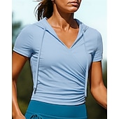 preiswerte Lauf-T-Shirts &amp; Tanktops-Damen Wanderhemd Wanderspitze Gerüschtes Oberteil Kurzarm V Ausschnitt Oberteil Außen Atmungsaktiv Schnelltrocknend Feuchtigkeitsableitend Leicht Nylon Schwarz Weiß Rosa Tennis Golfspiel Laufen