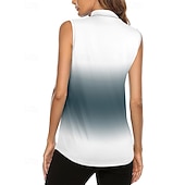 preiswerte Damenbluse-Damen Farbverlauf Sporthemd Golf-Poloshirt Tennis Shirt Ärmellos Reißverschluss Hohe Elastizität Feuchtigkeitsableitend Atmungsaktiv Tennis Golfspiel Pickleball Umlegekragen Reißverschlusskragen Hemd