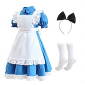 levne Dívčí kostýmy-Alice in Wonderland Pohádka Alice Šaty Postavy z pohádek Sladká Lolita Filmové kostýmy for Dívčí Dětské předvečer Všech svatých Karneval Světový den knihy Výkon Vzdělávací převlékání Školní akce