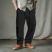 baratos Clássico-Homens Calças Cargo Calças Calção Calça verão Calças de praia Com Cordão Cintura elástica Bolso multi Côr Sólida Tecido Conforto Respirável Comprimento total Ao ar livre Diário Feriado Férias Moda