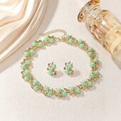 ieftine Seturi de Bijuterii-Seturi de bijuterii 2 Zirconiu Ștras 1 Colier Cercei Pentru femei Elegant Epocă Modă Draguț Extravagant Frunze Binecuvântat Neregulat Set de bijuterii Pentru Nuntă Petrecere Zi de Naștere