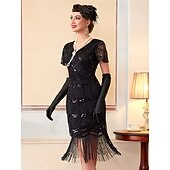 levne Šaty-Retro Řvoucí 20s 20. léta 20. století Bubenové šaty Šaty Úbory Velký Gatsby Svatební host Flitry Třásně Maškarní kostým Dámské Vánoce předvečer Všech svatých Karneval Párty a večer Svatební hostina
