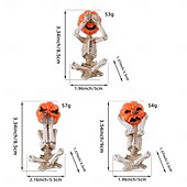 cheap Halloween Hanging &amp; Tabletop Decorations-3pcs/set Halloween Pumpkin Head Skull Resin Figurine, Spooky Home Decor, Horror Doll Scene Prop