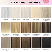 economico Clip nelle estensioni-Extension per capelli, 14 clip corte, 4 pezzi, lisce, naturali, sintetiche, morbide, per donna - grigio argento