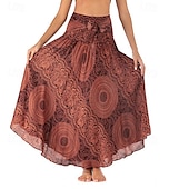 ieftine Fuste grafice-Pentru femei Fustă Linie A Leagăn Casual Boho Maxi Talie Înaltă Fuste Floral Imprimeu Micro-elastic Vacanță Concediu Negru Albastru piscină Portocaliu Verde Vară Poliester
