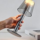 abordables lampe de chevet-Lampe de table sans fil en métal avec capteur tactile, lampe de bureau à LED, lampe à intensité variable en continu à 3 couleurs, veilleuse pour chambre d&#039;enfant, bureau et café