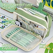 cheap Pencil Cases &amp; Holders-Large Capacity Storage Bag with 9-layer Pencil Case Transparent Compartment and Magnetic Button Flap for Easy Retrieval