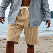 economico Vacanza-Per uomo Shorts Pantaloncini Estivi Pantaloncini casual Tasca Coulisse Elastico in vita A righe Comodità Indossabile Lunghezza al ginocchio All&#039;aperto Sport Quotidiano Moda Casual Nero Bianco
