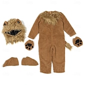 ieftine Costum de animal-Animal Leu Carnaval Costum Pijamale Kigurumi Onesies Basme Drăguţ Pentru copii Băieți Fete Halloween Carnaval Ziua Mondială a Cărții Performanță Îmbrăcăminte educativă Ținute pentru evenimente școlare