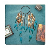 economico Accessori per acconciature-Cerchietto con piume boho, copricapo hippie, copricapo zingaro, costume indiano, accessori per capelli bohémien per donne e ragazze, blu e rosso.