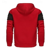 economico felpe con cappuccio da uomo di base-Per uomo Felpa con cappuccio Felpa con cappuccio a zip intera Rosso e nero Nero Rosso Grigio chiaro Grigio scuro Con Cappuccio Blocco di colori Patchwork Sport &amp; Outdoor Quotidiano Ferie Poliestere