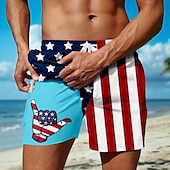 Giornata dell'indipendenza Per uomo 4 luglio, 250° anniversario degli Stati Uniti Bandiera degli Stati Uniti Patriottico Pantaloncini foderati Pantaloncini da bagno 2 in 1 Costumi da bagno Misura del
