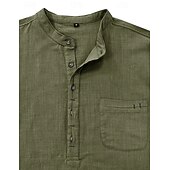 economico Classico-Per uomo Camicia Camicia di lino Camicia con colletto alla coreana Camicia popover Camicia Estiva Abbigliamento da spiaggia Semplice Vacanza Quotidiano Nero Bianco Blu marino Verde Manica Lunga Henley