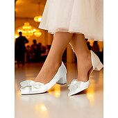 baratos cocktail-scarpins femininos de salto bloco de cetim com detalhe de laço para ocasiões formais e coquetéis