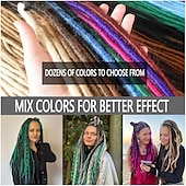 abordables Crocheter les cheveux-Extensions de dreadlocks à double extrémité en laine de 22 pouces, 15 brins de dreads synthétiques marron mélangés, dreadlocks fines et douces de style hippie pour femmes