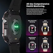 お買い得  スマートウォッチ-ミリタリースマートウォッチ メンズ 防水 アウトドア スポーツ フィットネストラッカー ヘルスモニター 2.19 BT通話スマートウォッチ