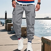 economico Pantaloni della tuta-Per uomo Pantaloni Cargo Joggers Pantaloni Pantaloni da Tuta Cargo Elastico in vita Coulisse Multi-tasche Semplice Indossabile All&#039;aperto Quotidiano Campeggio &amp; Escursionismo Moda Classico Nero Rosso