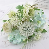 baratos Plantas e Flores Artificiais-1 maço de flores artificiais de seda, buquê pequeno com várias cabeças bifurcadas, arranjo de flores secas artificiais para decoração de vaso de mesa em casa