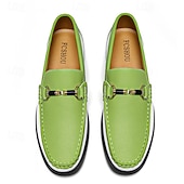 cheap Men&#039;s Slip-ons &amp; Loafers-Men&#039;s Green and White Faux Leather Moccasin Loafers Fashion Slip-On Driving Shoes for Casual Wear and Spring Outfits
