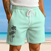 economico pantaloncini felpati 3d da uomo-Per uomo Albero di Cocco Piante Tropicali Pantaloncini Waffle Pantaloncini da tuta Pantaloncini casual Misura del girovita medio Moda Casual Vacanza Jogging Allenamento Coulisse elastica in vita