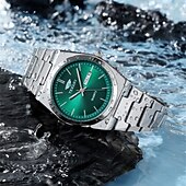 baratos Relógios Quartz-Um relógio masculino moderno e original com pulseira de liga de estilo empresarial, com classificação de resistência à água ipx7, data luminosa e visor de dia, caixa de relógio esportivo de quartzo