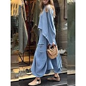 abordables Ensembles-Femmes Élégant Mode Basique Ensembles de Pantalons manche longue Col rond Couleur Unie Extérieur Travail Occasionnel Noir Blanche Jaune Été Coupe régulière