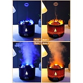 cheap Bedside Lamp-Volcanic Flame Aroma Diffuser with LED Night Light - Portable Essential Oil Humidifier Auto Shut-Off 2 Color Modes Ideal for Home &amp; Office