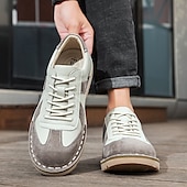 abordables Occasionnel-Homme Derby Marche ancien Affaires Occasionnel Quotidien Daim Cuir fendu Confortable Antidérapant À lacets Gris&amp;Blanc Noir Printemps