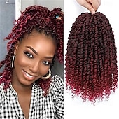 cheap Crochet Hair-Pre-Twisted Passion Twist Hair 8 Packs 112 Strands Pre Looped Passion Twist Braiding Hair for Women Short Passion Twists Crochet Hair Synthetic Hair Extensions