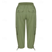 preiswerte Cargohose für Damen-Damen Cargo-Hosen Stoffhosen Streetwear Lässig Wadenlang Natürliche Taille Einfach Tasche Elastisches Kordelzugdesign Bequem Außenbereich Outdoor Streetwear Kamel Dunkelbraun Hellhimmelblau Schwarz