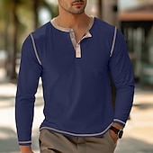 economico Maglietta casual Henley-Per uomo Maglietta Manica Corta Manica Lunga Scollo a V Henley Estate Tutte le stagioni Semplice Moda Classico Casual Puro Streetwear Casuale Sportivo Nero Bianco Verde Maglietta Top per Uomo