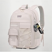 abordables Sacs à dos de Collège-Sac à dos blanc grande capacité pour femme – Sac d&#039;école et de voyage à panneaux en maille multi-poches pour adolescentes et étudiantes