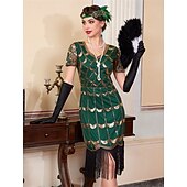levne Šaty-Retro Řvoucí 20s 20. léta 20. století Bubenové šaty Šaty Úbory Velký Gatsby Svatební host Flitry Třásně Maškarní kostým Dámské Vánoce předvečer Všech svatých Karneval Párty a večer Svatební hostina