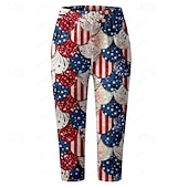preiswerte Unabhängigkeitstag Hosen-Damen Leggings Anti-Scheuer-Shorts Mode Streetwear Wadenlang Natürliche TaillePantsAmerikanischer Unabhängigkeitstag Amerikanische Flagge Elastischer Bund Atmungsaktiv Bequem Dehnbar Alltagskleidung