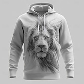 economico Pattern 3D-Per uomo Leone 3D Felpe con cappuccio Felpa Felpa con cappuccio Felpa con cappuccio Girocollo Cool Stampa 3D Club Abbigliamento casual alla moda Bianco Verde Coulisse Autunno Inverno progettista
