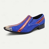 cheap Premium Leather Loafers-Men&#039;s Red Slip-On Leather Boots with Gold Tip Unique Printed Stripes–Modern Western Boots for Casual, Everyday Wear