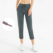 baratos calças capri-Mulheres Calças de fitness Calças de Pilates Calças de ioga Com Cordão Com bolsos Leve Cintura Alta Pilates Academia Zumba Calças Preto Verde Escuro Cinzento Roxo Outono Esportes Roupas Esportivas