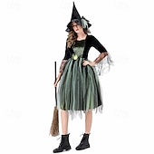 billige Ondskapsfulle hekser-Trollmann / heks Maskerade Halloween Dame Voksne Karneval Halloween Halloween Karneval Maskerade Enkelt karnevalskostyme