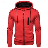 abordables Sudadera con capucha de vellón-Hombre Sudadera Sudadera con capucha de lana Sudadera táctica con capucha Táctico Negro Rojo Azul Marino Gris Con Capucha Plano Cremallera Bolsillo delantero Deporte Casual Diario Ropa de calle