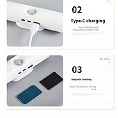 cheap Puck Lights-1 Pc Led Charging Puck Lights Spotlight, Sensor  Night Light, Usb Charging, Three Color Dimming, Magnetic Installation, No Need For Wiring Or Punching Hole