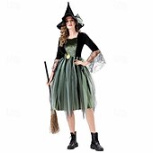 billige Ondskapsfulle hekser-Trollmann / heks Maskerade Halloween Dame Voksne Karneval Halloween Halloween Karneval Maskerade Enkelt karnevalskostyme