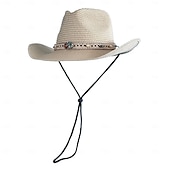 olcso Kalapok-retró divatos cowboy kalapok retró divatos nagy ereszű, ívelt szélű, kemény szalma western cowboy kalapok utazáshoz mindenféle strandkalap férfiaknak és nőknek