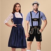  Passendes Oktoberfest Kostüm - Dirndl für Frauen oder Lederhosen für Männer bayerisches Bierkleid im alpinen deutschen Stil perfekt für Bierfest Party Halloween Themenparty – Separat für Ihn  Sie