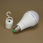 billige Dekorative lys-1 stk. multifunksjonelle oppladbare 12w LED-nødlyspærer, 60w tilsvarende 6000k lyssterk utendørs hengelampe for strømbrudd, camping og hagefester - e26/e27, ac100-240v
