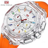 halpa Kvartsikellot-MINI FOCUS Miesten Kvartsikello ylellinen suuri kellotaulu liiketoimintakello luminoiva kalenteri päivämäärä viikko vedenkestävä silikonigelipohjainen kello