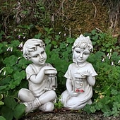 Недорогие Ландшафтные огни-1 шт., водонепроницаемый уличный солнечный светильник для мальчика-муравья, божьей коровки, девочки, сада, двора, газона, дорожки, парка, смоляной статуи, декоративного освещения для ландшафтного